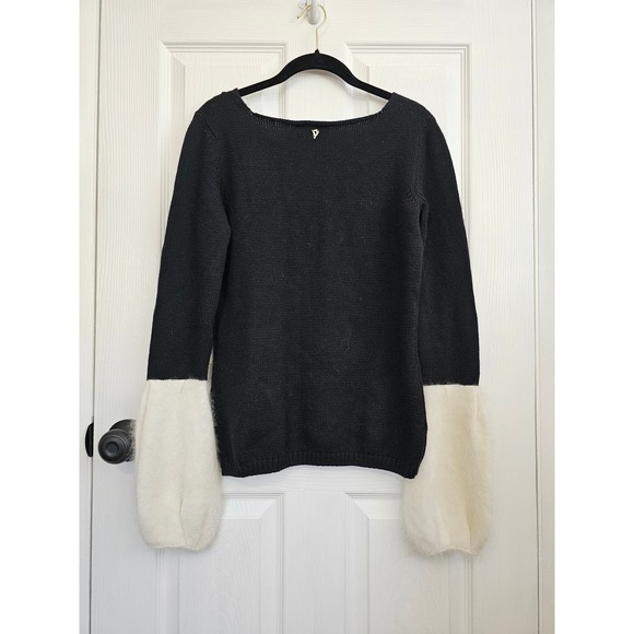 NWT Dondup Balloon Sleeve Black White Sweater Size L - Picture 4 of 5